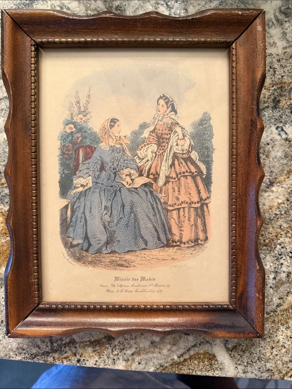 Vintage Post Civil War Art Magazine Pair of Brown Wooden Picture Frames